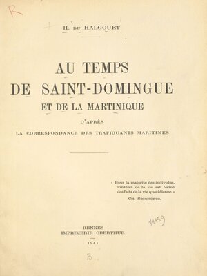 cover image of Au temps de Saint-Domingue et de la Martinique
